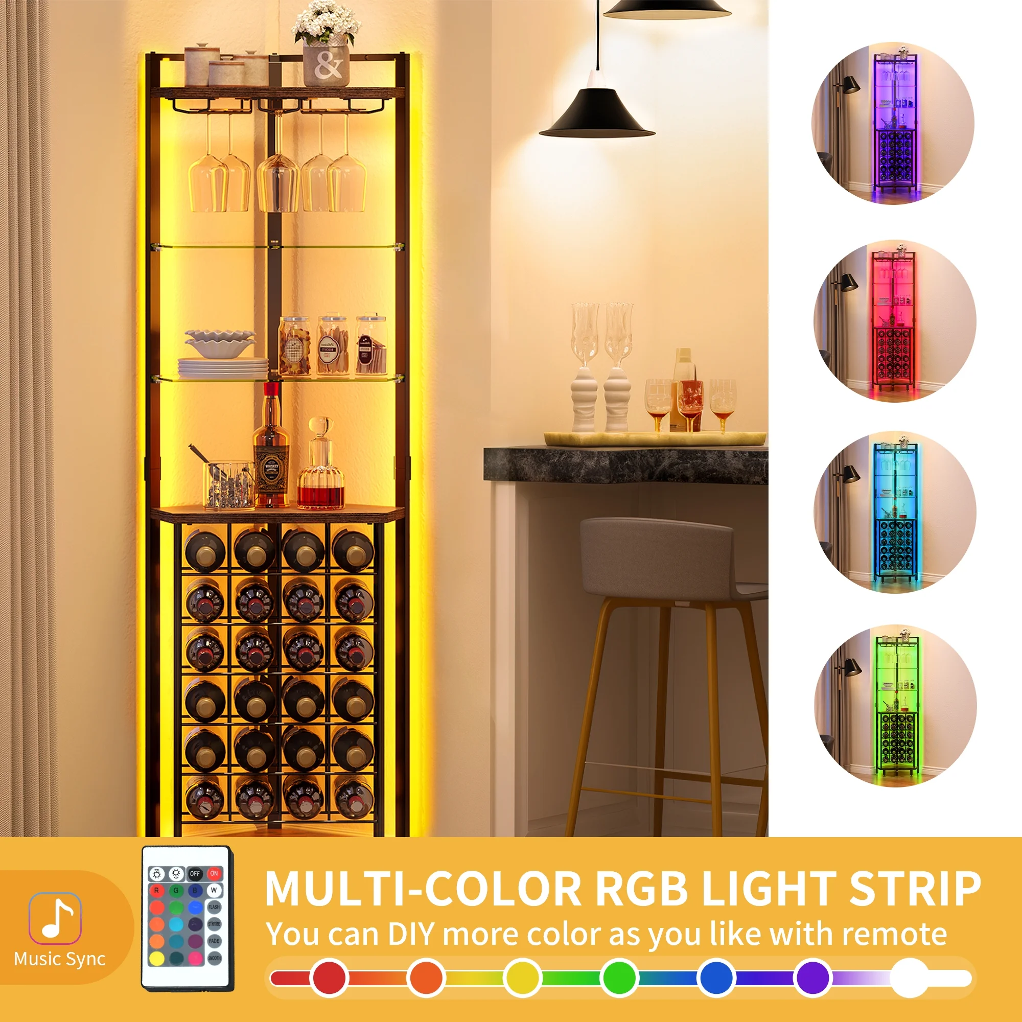 DWVO 4 Tier Corner Bar Unit, 65