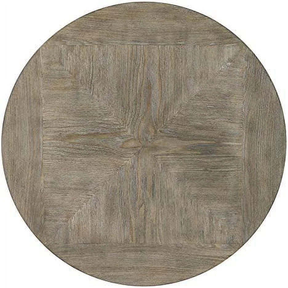 Franklin Metal and Wood Round Side Accent Table in Pewter