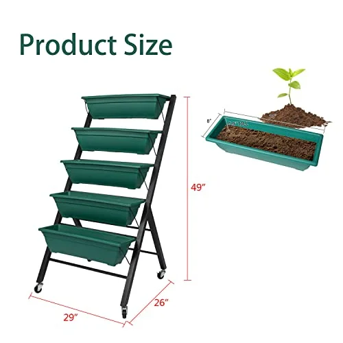 Kinfant 4Ft Vertical Raised Garden Bed Planter - 5 Tier Outdoor Garden Raised Planter Boxes to Grow Your Herb Vegetables Flowers on Your Balcony Garden Greenhouse