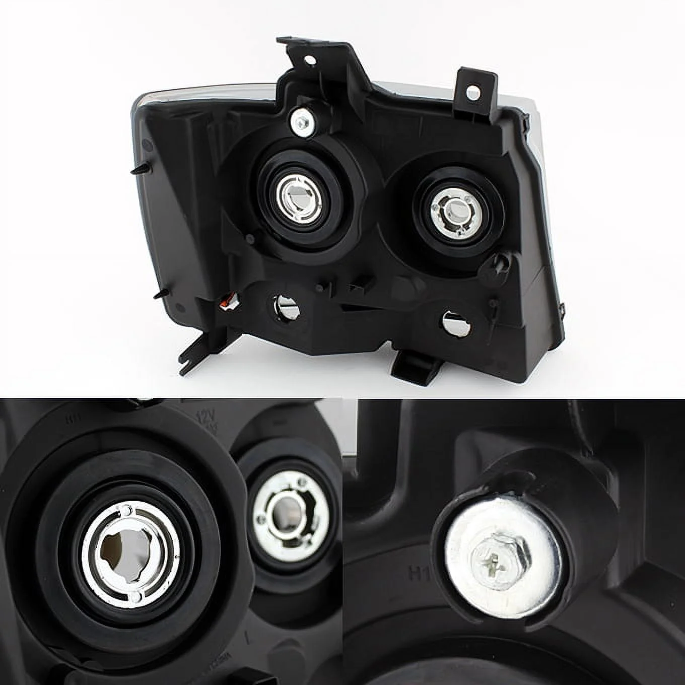 AKKON - For 07-14 Chevy Suburban Tahoe Black Bezel OE Headlights + C-Shape LED Tube Tail Brake Lamp