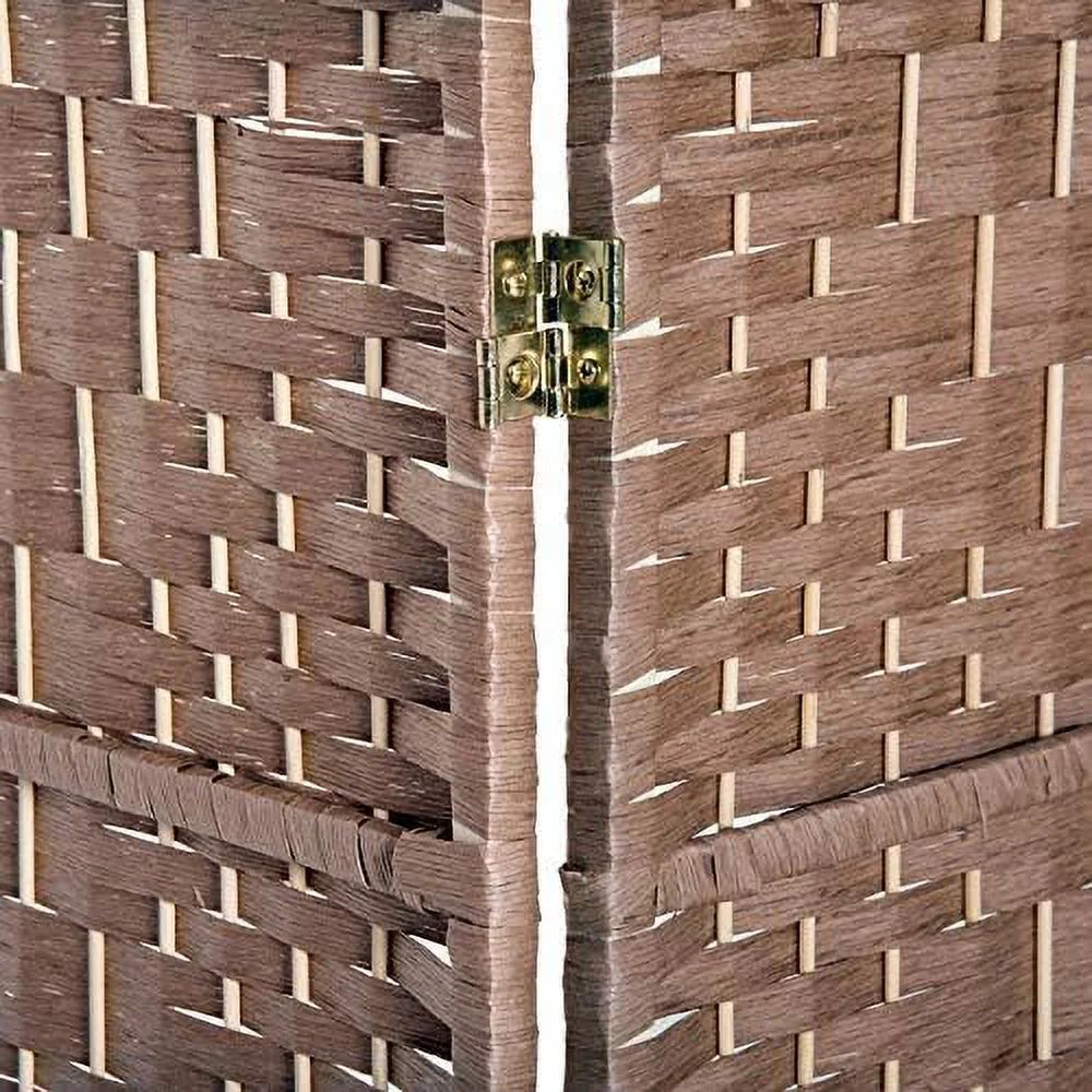 TQNJYGX 6' Tall Wicker Weave 6 Panel Room Divider Privacy Screen - Brown