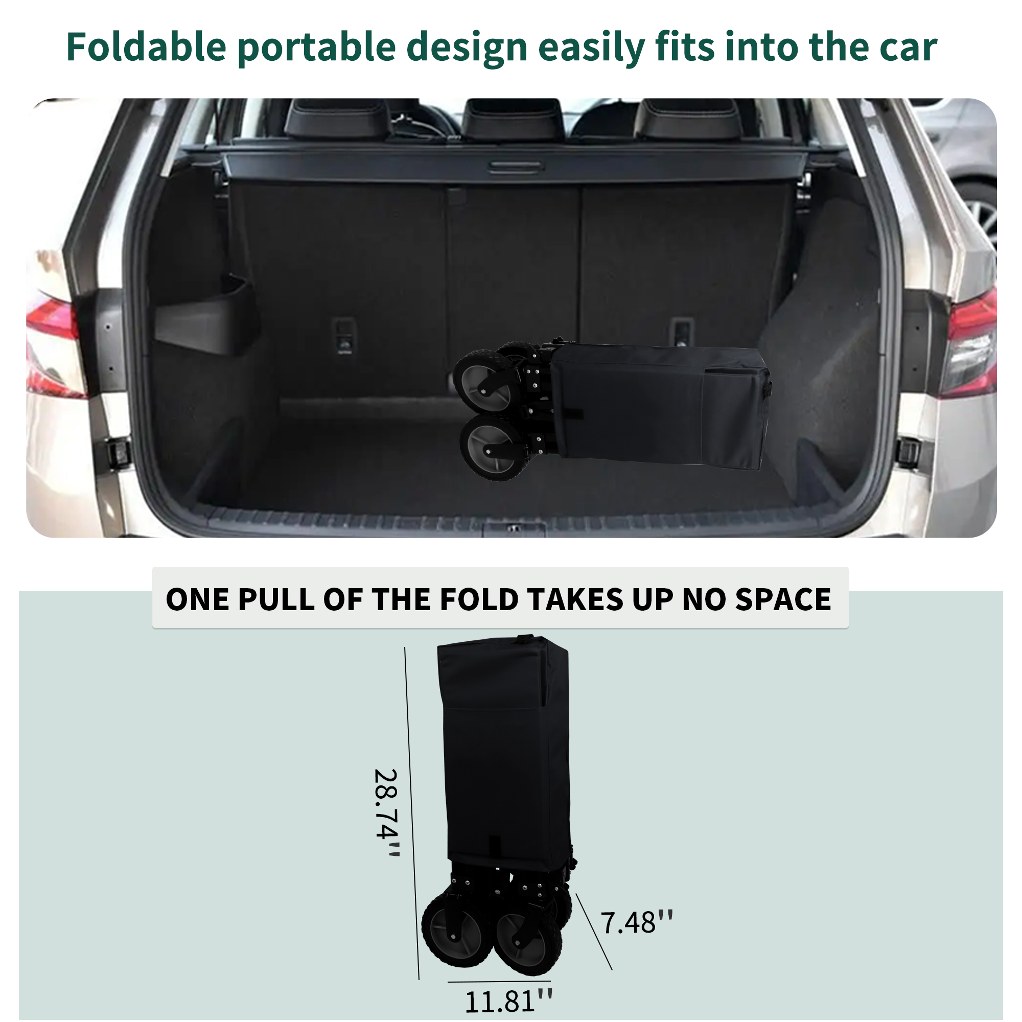 Utility Collapsible Folding Wagon Cart Heavy Duty Foldable, Beach Wagon