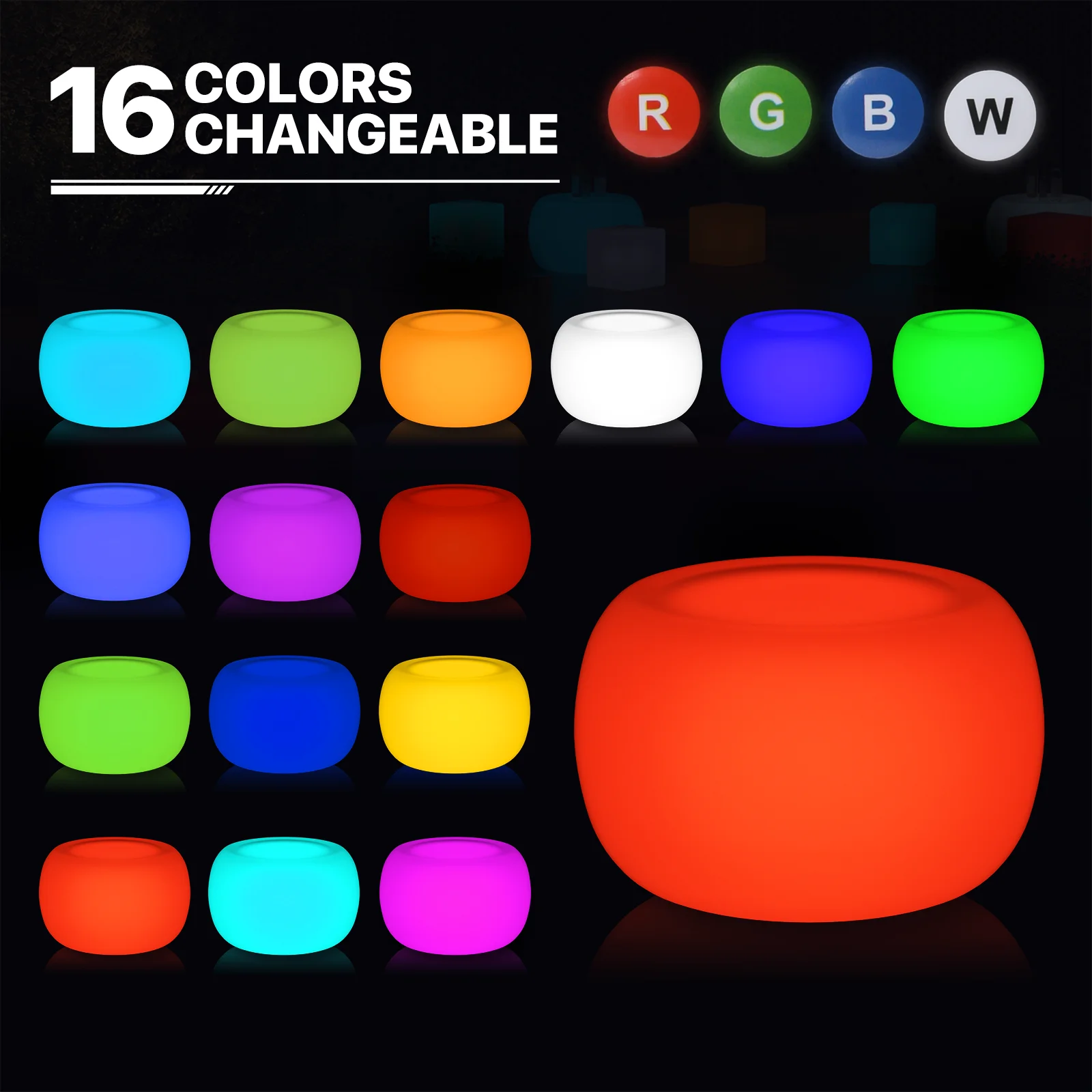 MoNiBloom LED Light Up Cocktail Table, 16 Color Changing Colors Pub Table with Remote, Waterproof Rechargeable Glowing Bar Table