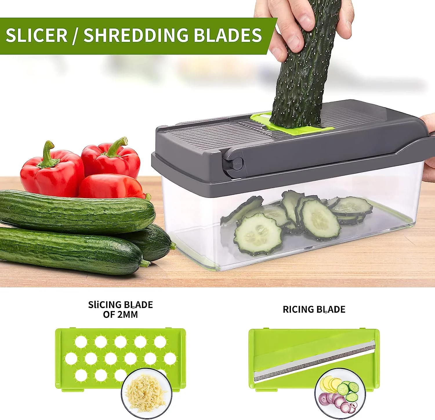 Vegetable Chopper,Multifunctional 17 in 1 Food Chopper,Veggie Chopper with Container,Pro Onion Chopper,Potato Slicer,Kitchen Cutter Slicer Dice