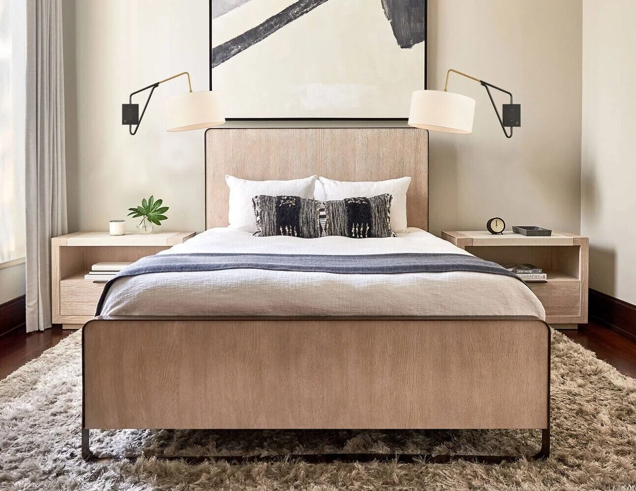 Bedroom Swing Arm Wall Lamp Bedside Wall Sconce Plug in/Wall Mount 1-Light