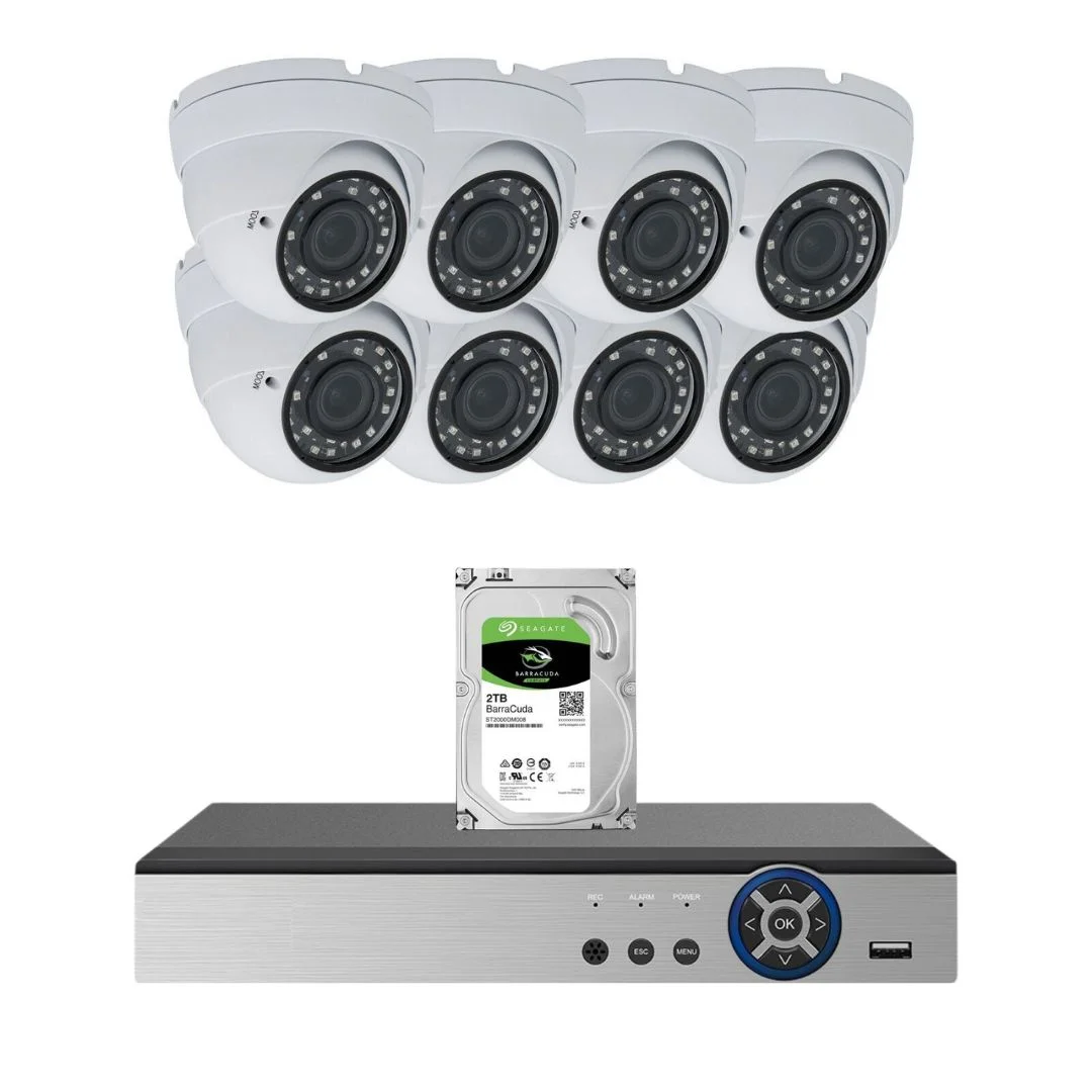 Evertech 8 Channel CCTV Security Camera System 1080P HD Night Vision Indoor Outdoor Dome Cameras 2TB Hard Drive for Recording