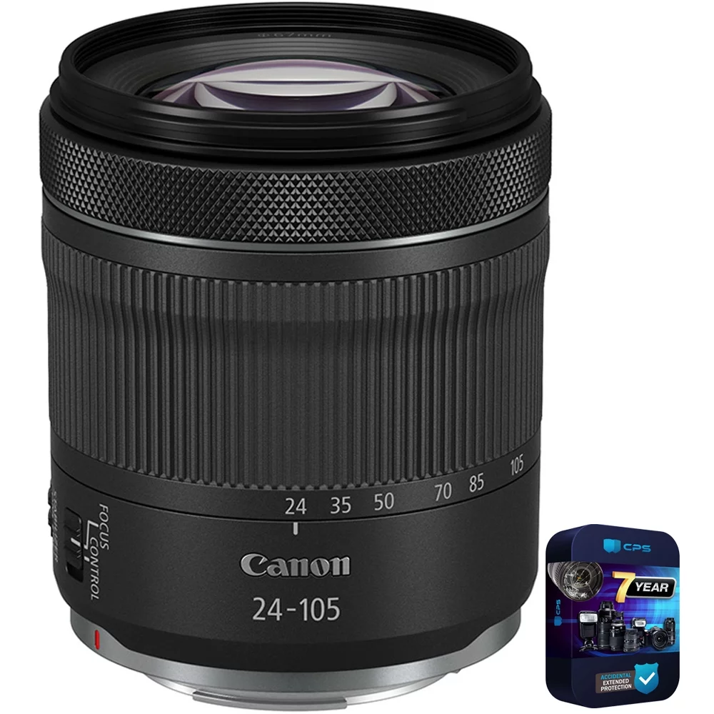 Canon 4111C002 RF 24-105mm F4-7.1 IS STM Standard Zoom Lens for RF Mount Cameras Bundle with 7 YR CPS Enhanced Protection Pack