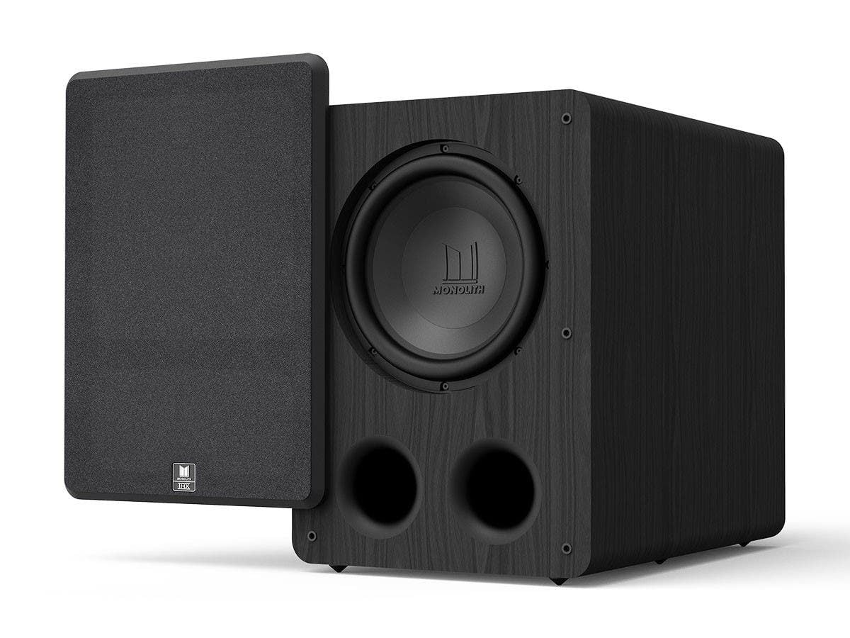 Monoprice Monolith M-12 V2 12in THX Certified Ultra 500 Watt Powered Subwoofer, Massive Output, Low Distortion, Vented HDF Cabinet