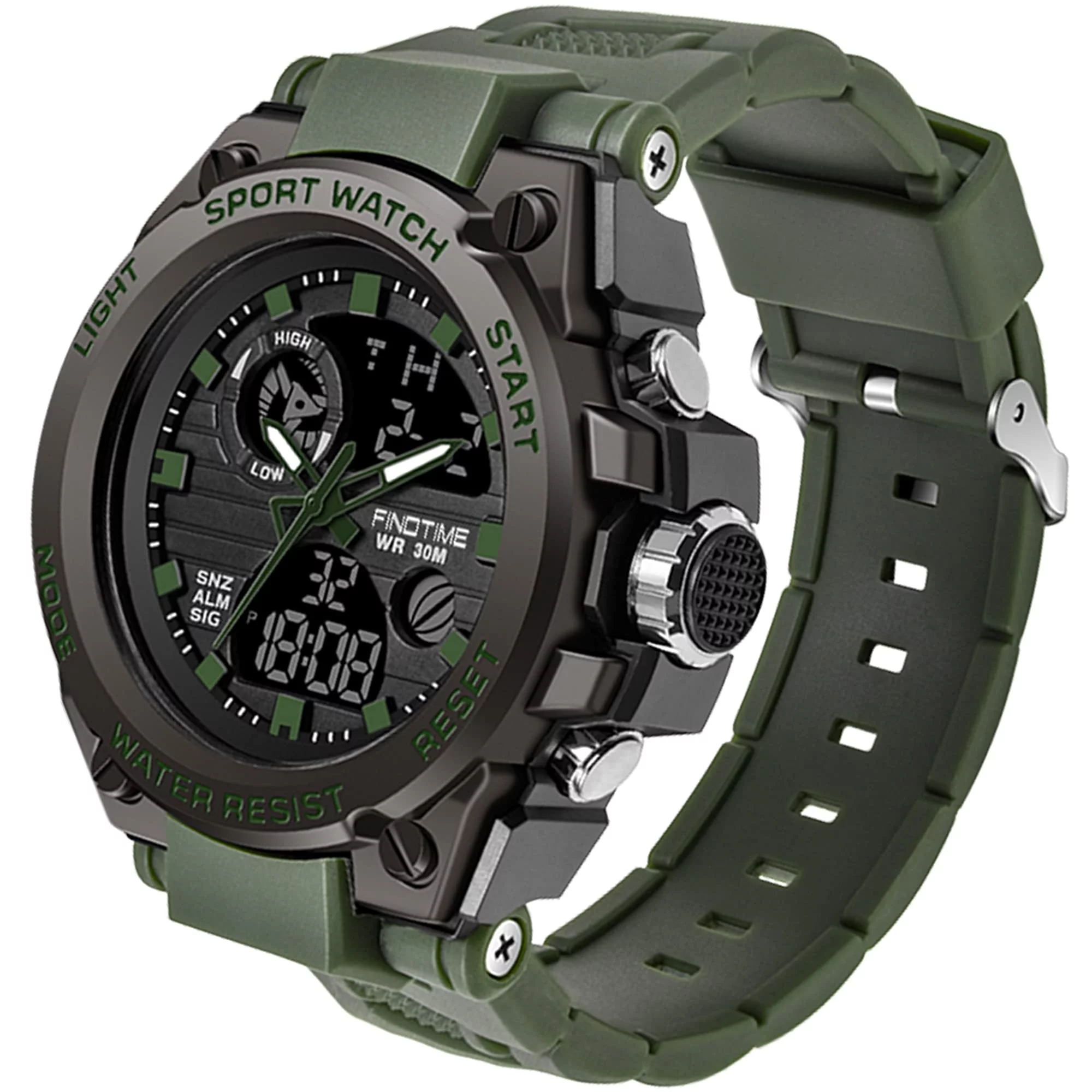 Findtime Men's Military Watch Outdoor Sports Electronic Watch Tactical Army Wristwatch LED Stopwatch Waterproof Digital Analog Watches