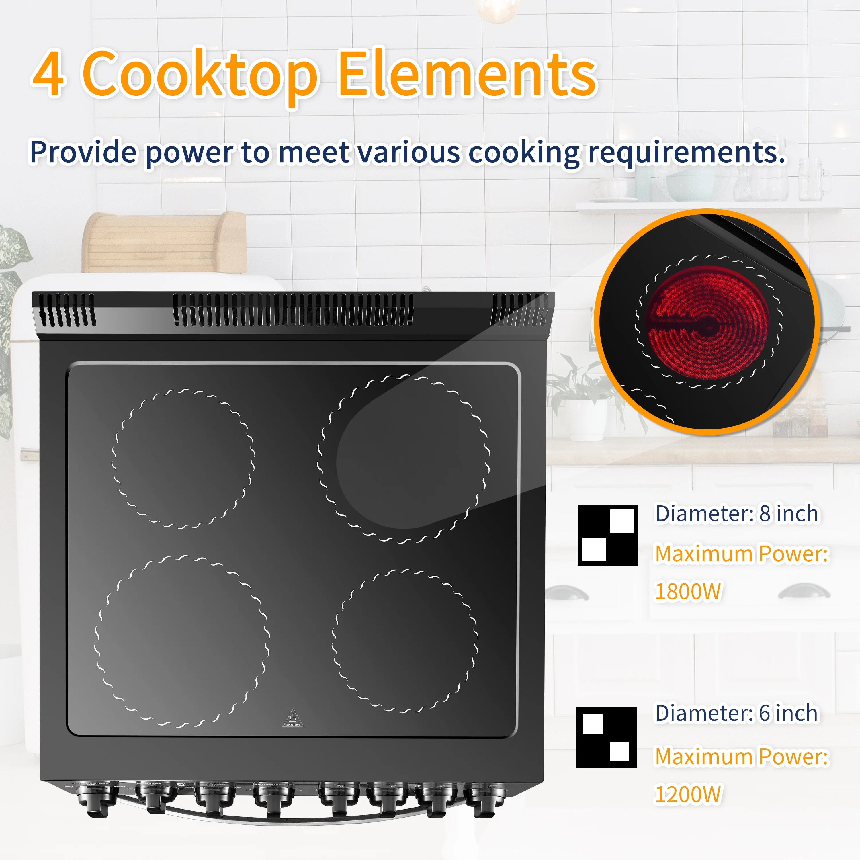 Lanbo 24 inch 2.9 Cu.ft Freestanding Electric Range with Rotisserie and  Convection Oven