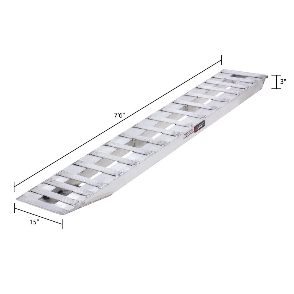 7' 6in x 15in Aluminum Car Trailer Ramps, 20-24in Load Height, Hook-End - 7,000 lb per Axle
