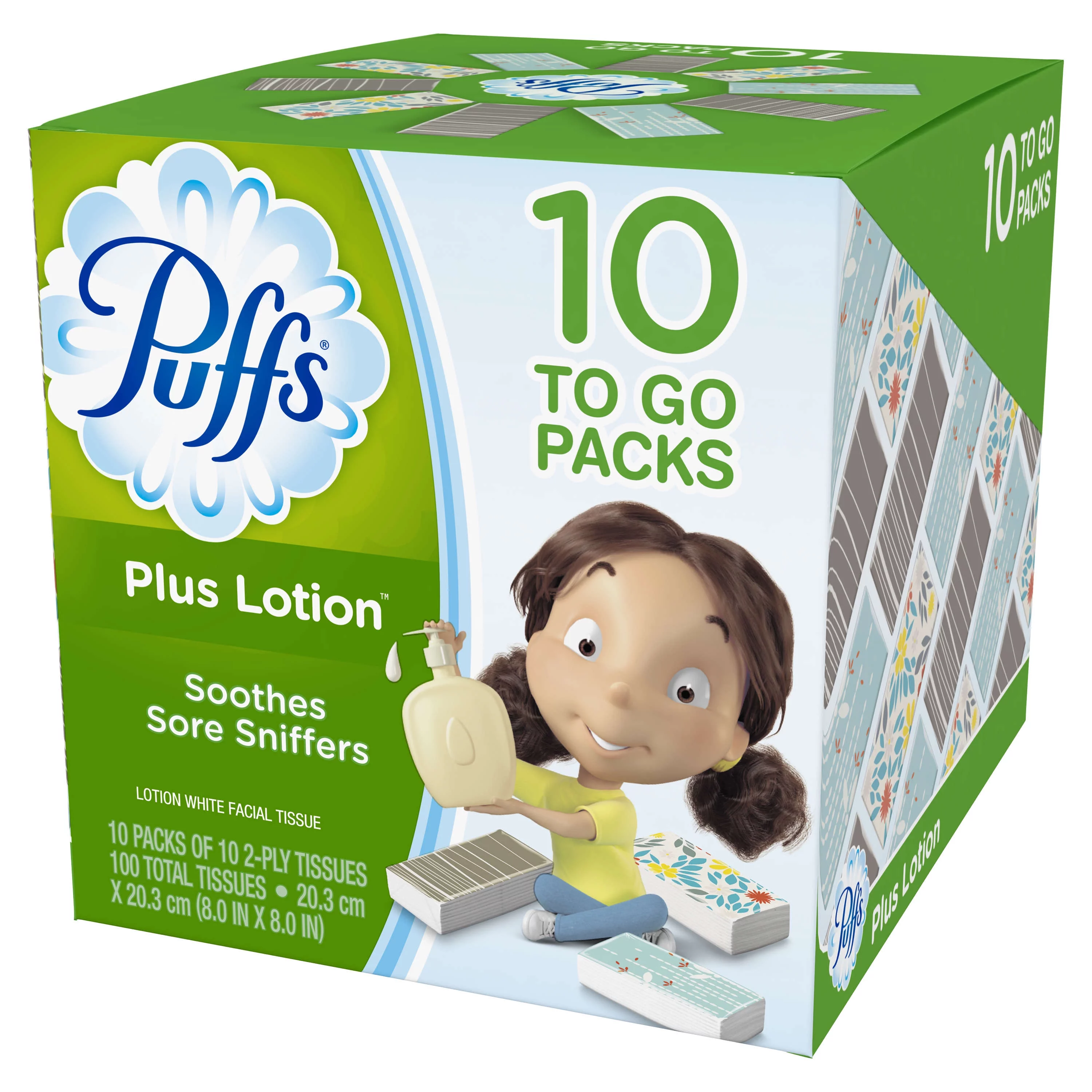 Puffs Plus Lotion Facial Tissues, 10 To Go Packs, 10 Tissues per Pack