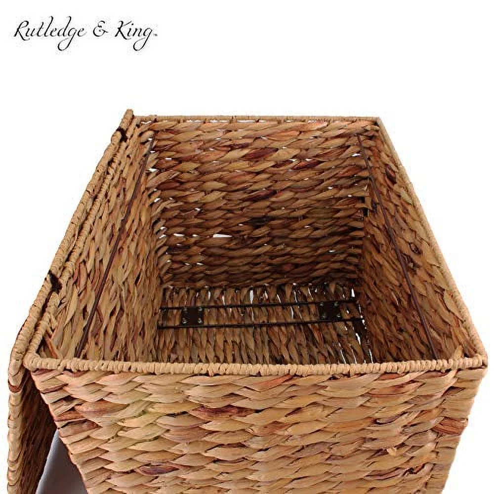 Seagrass Rolling File Cabinet - Home Filing Cabinet - Hanging File Organizer - Home and Office Wicker File Cabinet - Water Hyacinth Storage Basket for File Storage (Natural)