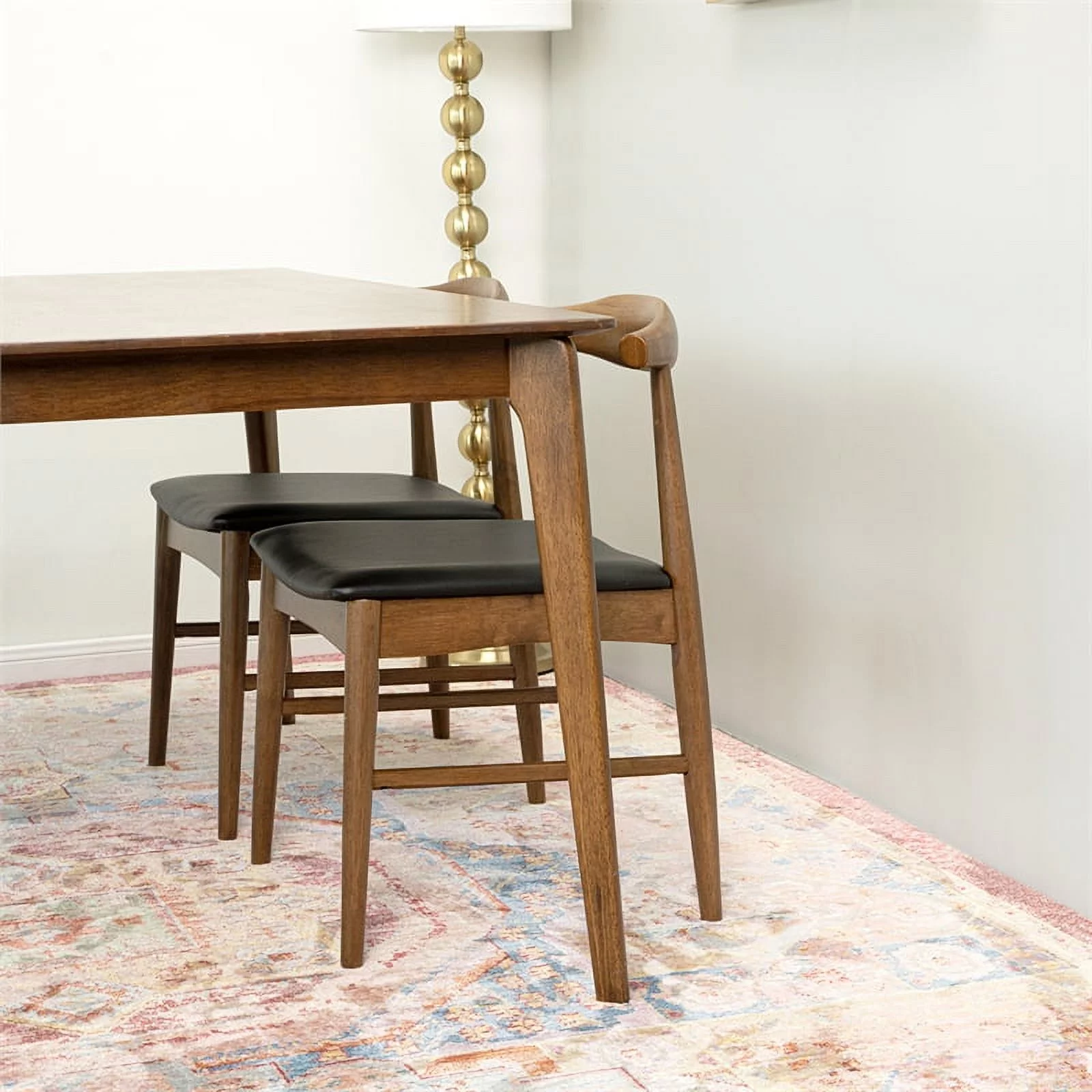 Lawrence Modern Solid Wood Walnut Dining Room& Kitchen Table and Chairs Set of 4