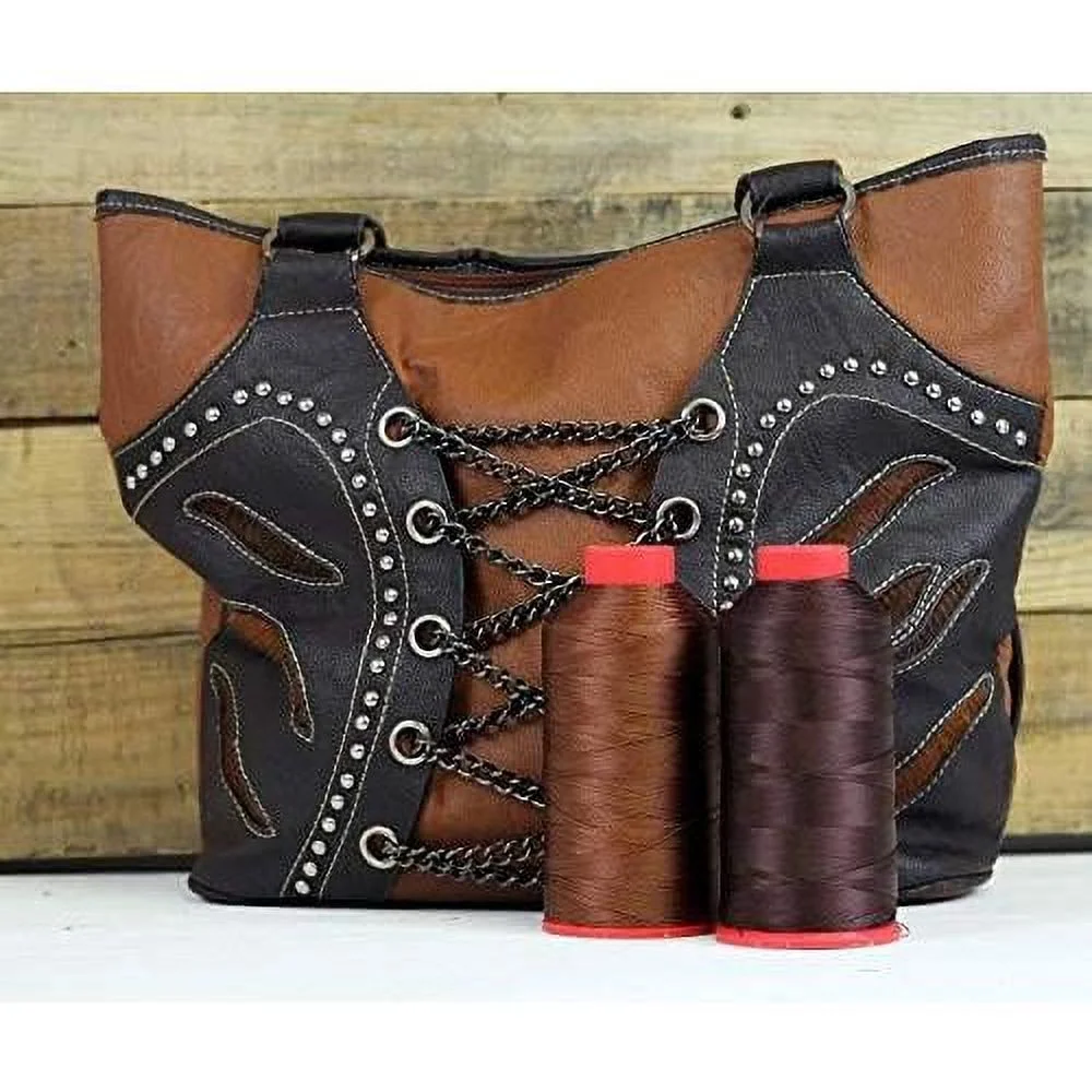 Heavy Duty Bonded Nylon Thread - 1650 Yards (1500M) - Coated No Unravel - #69 T70 Size 210D/3 - For Upholstery, Leather, Vinyl, Weaving Hair, Denim, And Other Heavy Fabric - Black