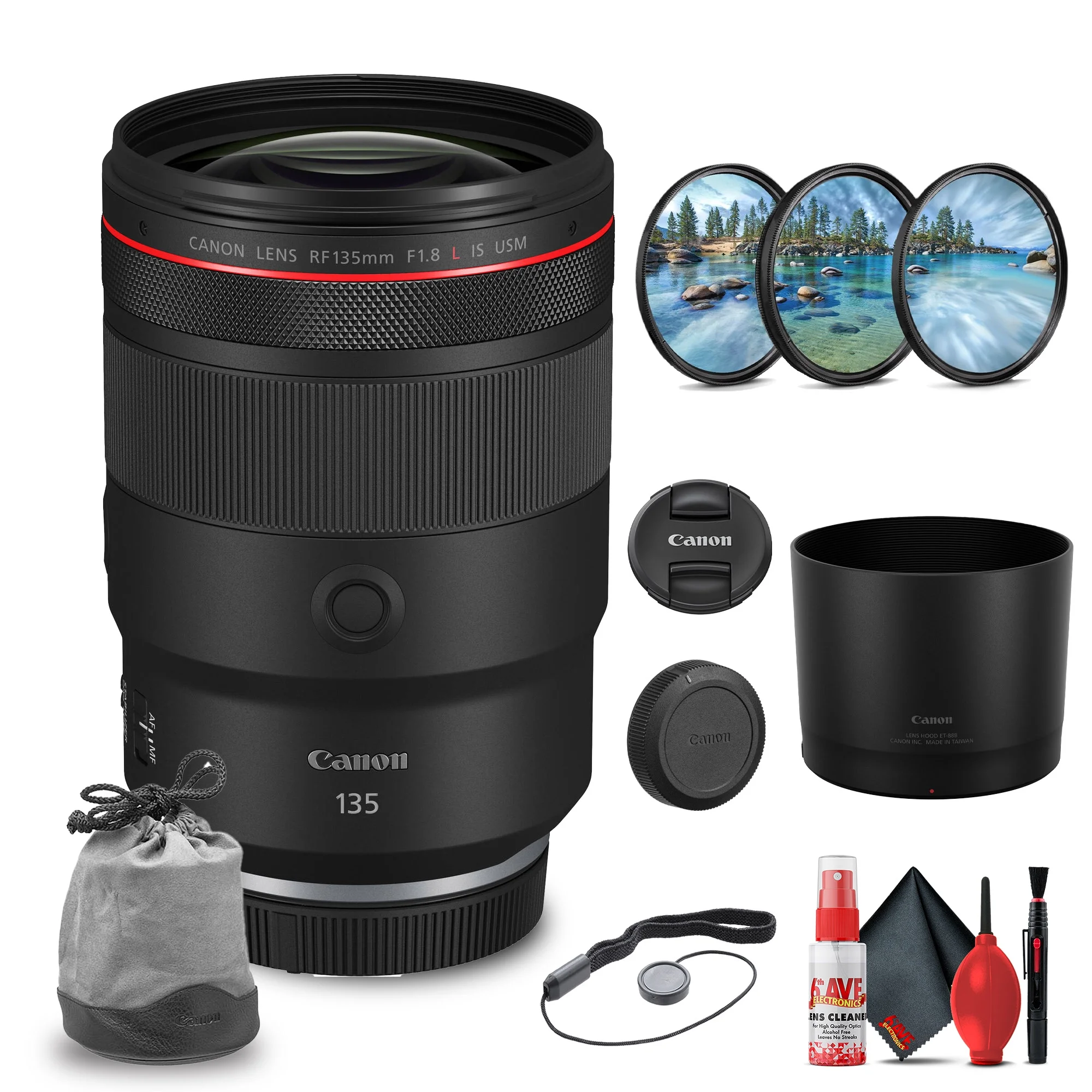 Canon RF 135mm f/1.8 L IS USM with Filter Kit + Cleaning Kit + Lens Cap Keeper