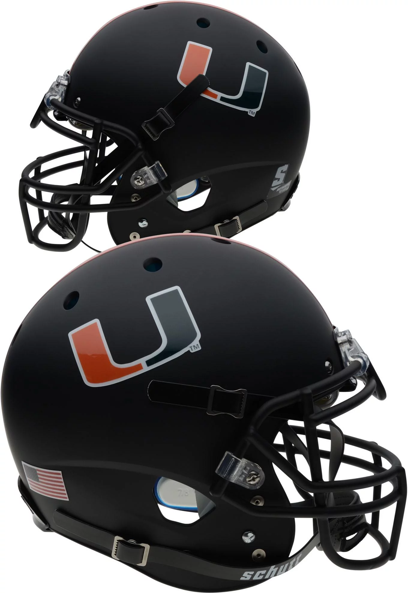 Miami Hurricanes Schutt Black Matte Authentic Football Helmet - Fanatics Authentic Certified