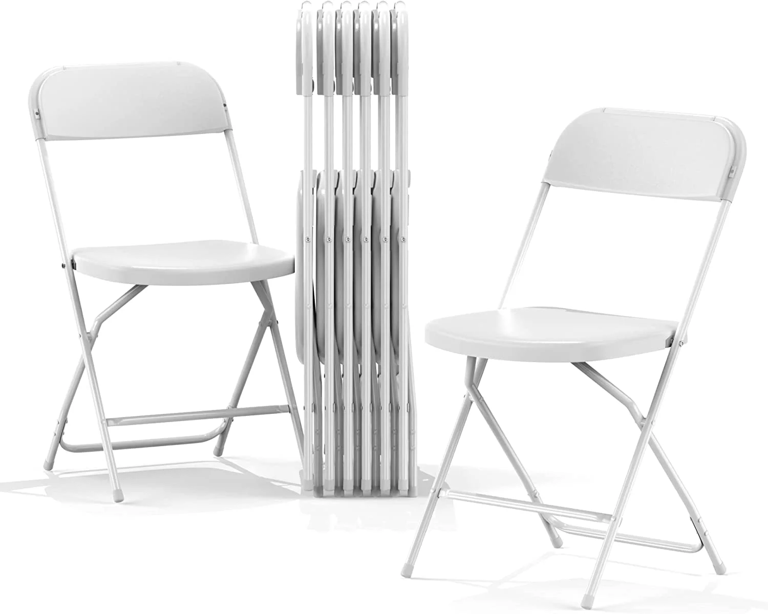 Foldable Folding Chairs Plastic Outdoor/Indoor 650LB Weight Limit (White, 10 Pack)