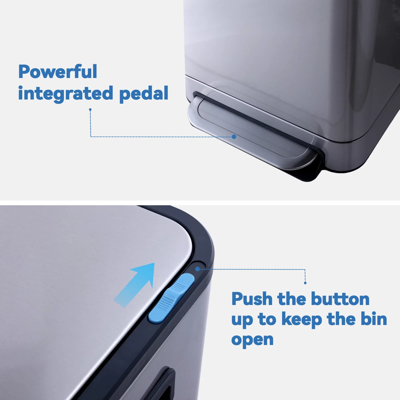 Kitchen Trash Can - ELPHECO - 13.2 Gallon Stainless Steel Garbage Bin with Soft Slow Lid, 50 Liter Pedal Trash Can, Durable Pedal, Removable Plastic Inner Bucket Waste Bin for Office, Kitchen, Outside