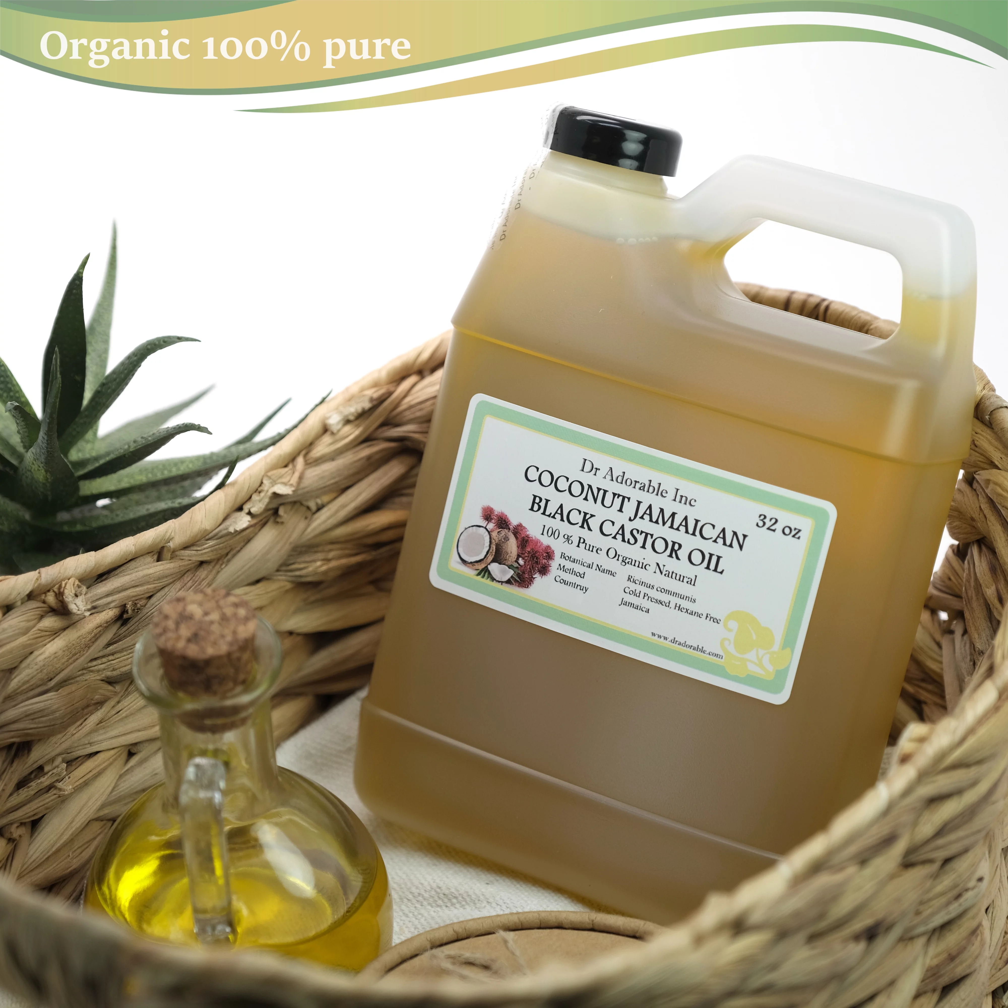 Dr.Adorable - Coconut Jamaican Black Castor Oil - 100% Pure Organic Cold Pressed Natural - 32 oz
