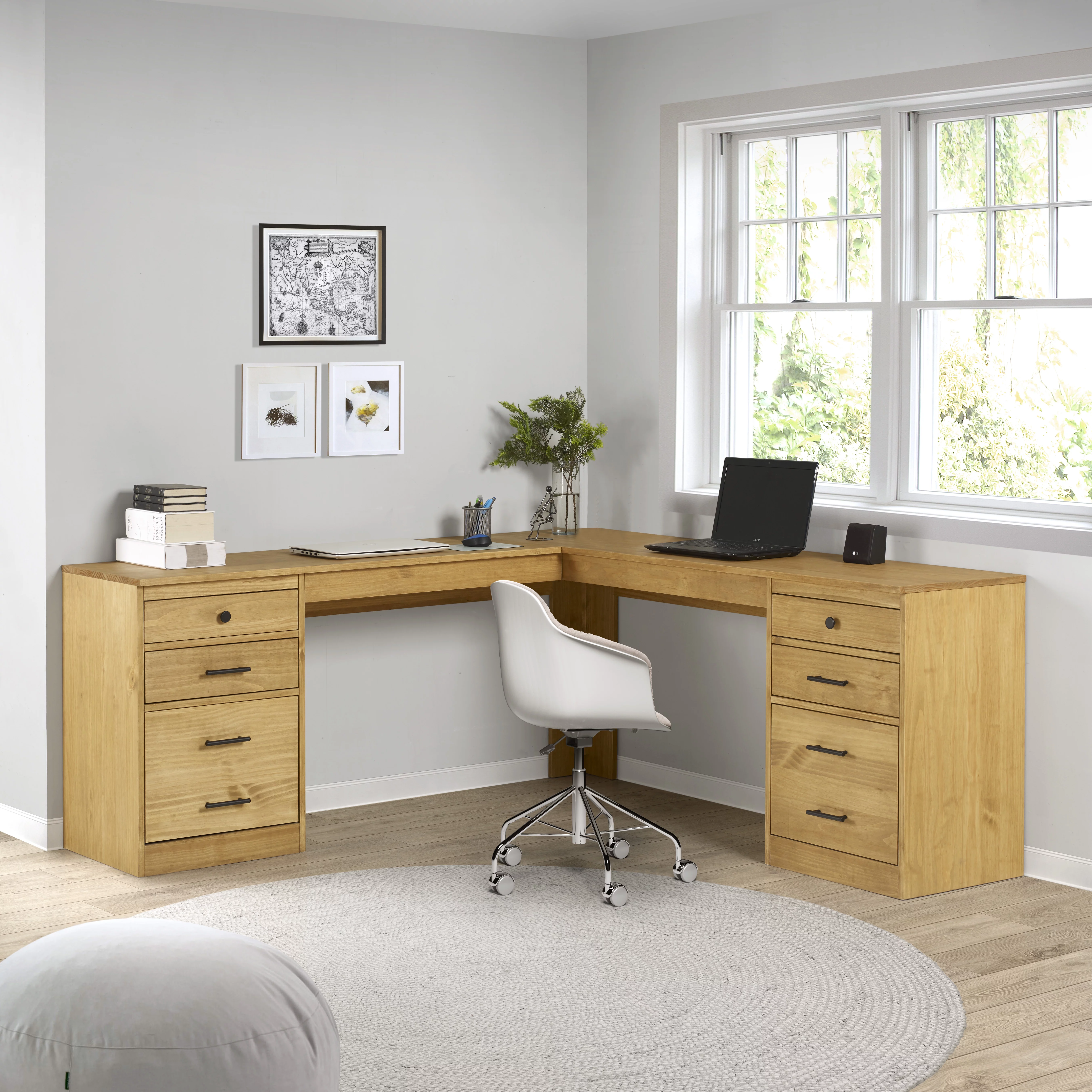 Linon Vikki L-Shaped Desk, 70.88