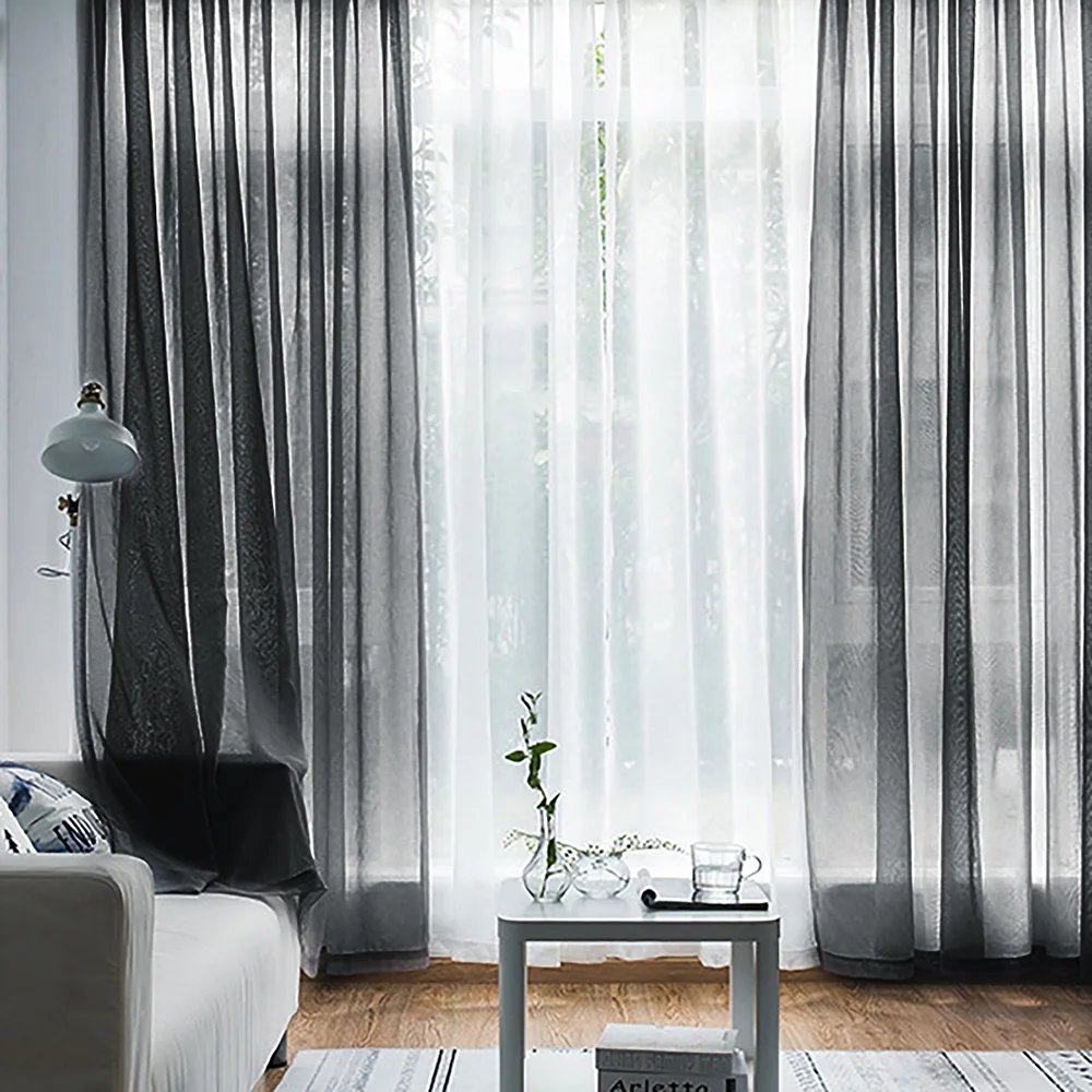 Htovila Sheer Curtain,Semi Sheer Pocket Window Rod Pocket Room Rod Panels Bedroom Window Curtain Dazzduo Voile Curtains (55''wx84''l Sheer Curtains Room Curtain Panels (55''wx84''l 2 Panels) Nebublu