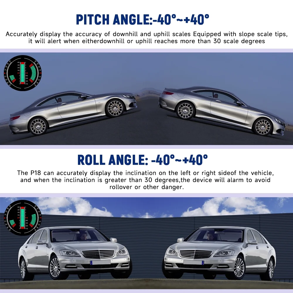 ANCEL P18 Car Digital GPS HUD Gauge Head Up Display Speedometer Turbo RPM Temp