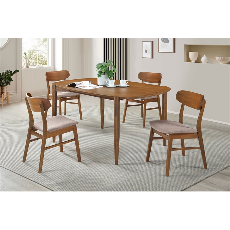 Pemberly Row Modern 5-piece Wood Oval Solid Wood Dining Set Walnut
