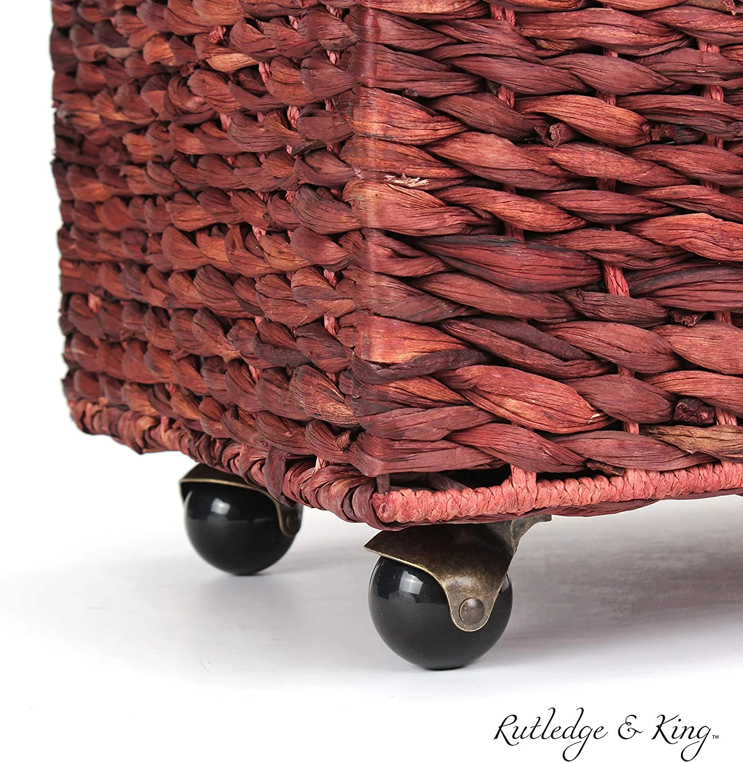 U-SHARE Seagrass Rolling File Cabinet - Home Filing Cabinet - Hanging File Organizer - Home and Office Wicker File Cabinet - Water Hyacinth Storage Basket for File Storage (Russet Brown)