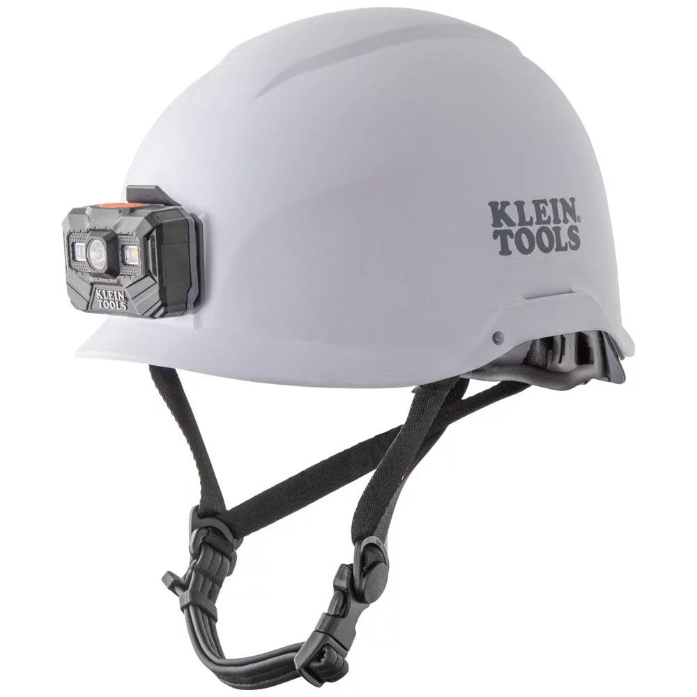 Klein Tools Safety Helmet Non-Vented-Class E With Rechargeable Headlamp White
