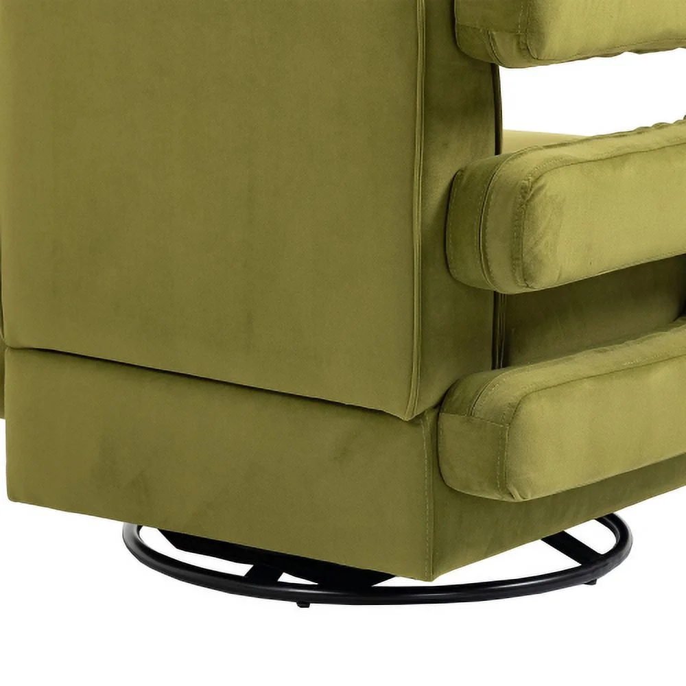 DremFaryoyo House hold  Degree Swivel Upholstered Tufted Living Room Chair Textured velvet Fabric Accent Chair with Metal Stand