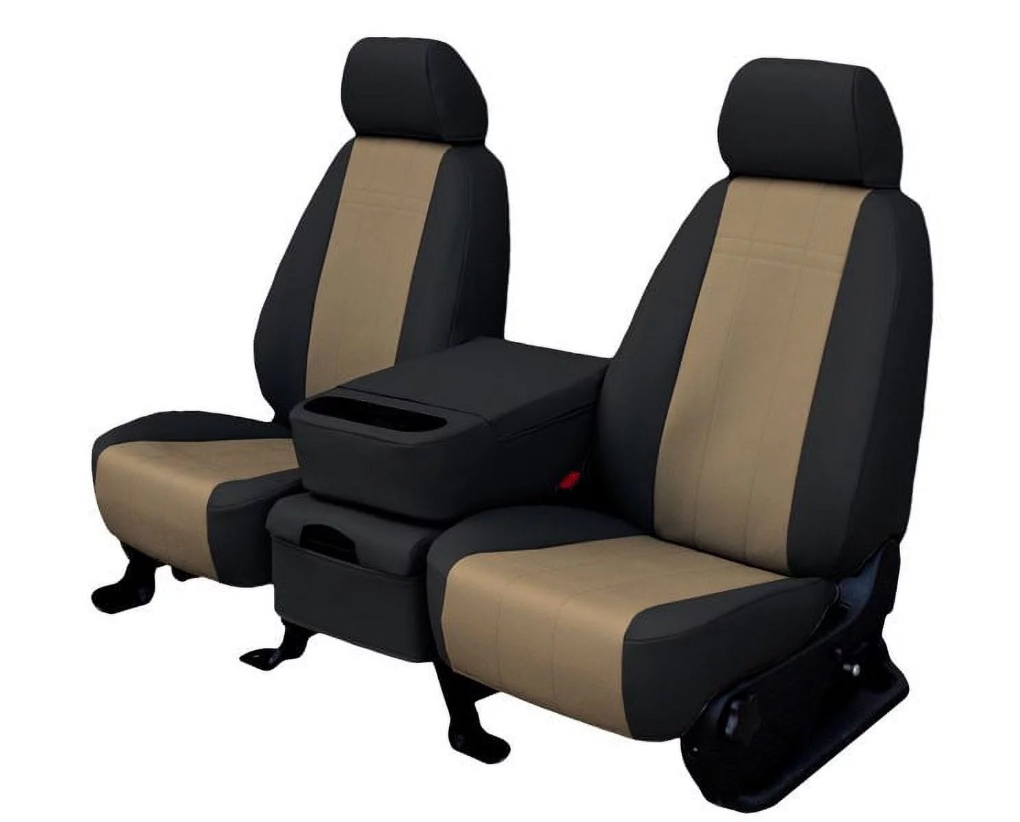 CalTrend Front Buckets Faux Leather Seat Covers for 1996-2014 Chevy/GMC Express|Savana 1500-3500 - CV470-06LB Beige Insert with Black Trim