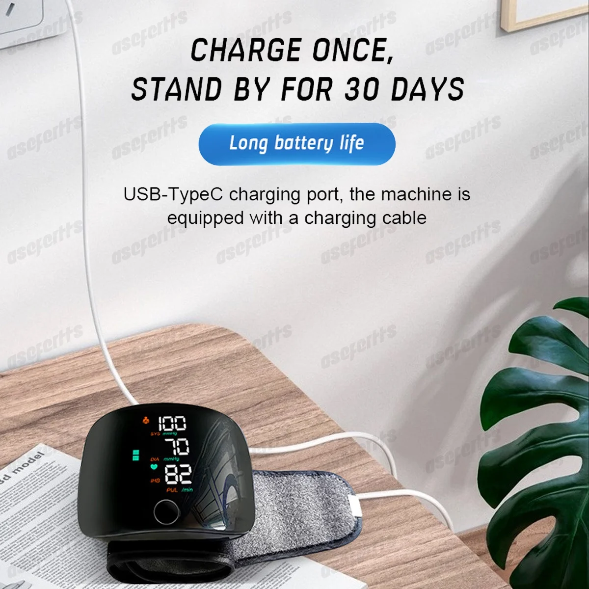 Wrist Blood Pressure Cuff LCD Display Automatic Voice Pulsometer Sphygmomanometer