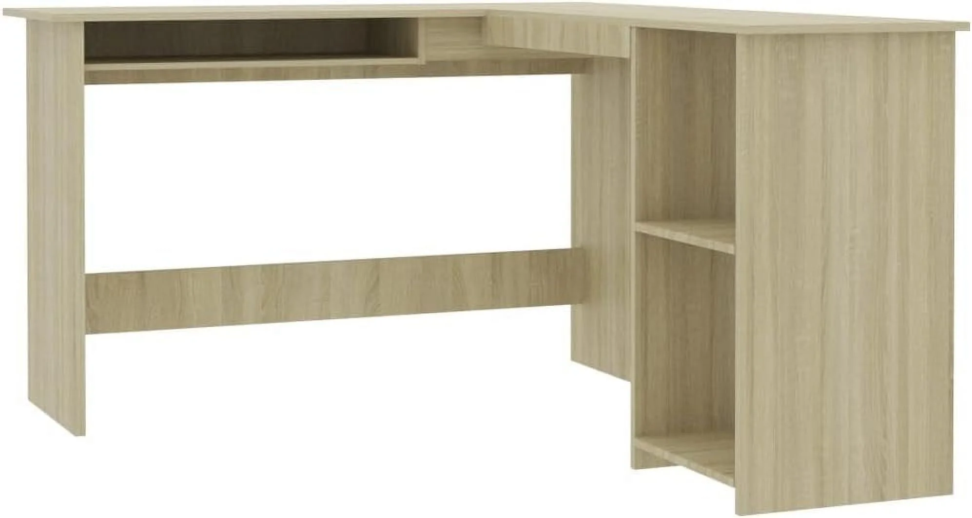 xrboomlife Modern Corner Desk with Keyboard Tray and Open Shelves - 47.2" x 55.1" x 29.5" - Engineered Wood - Sonoma Oak