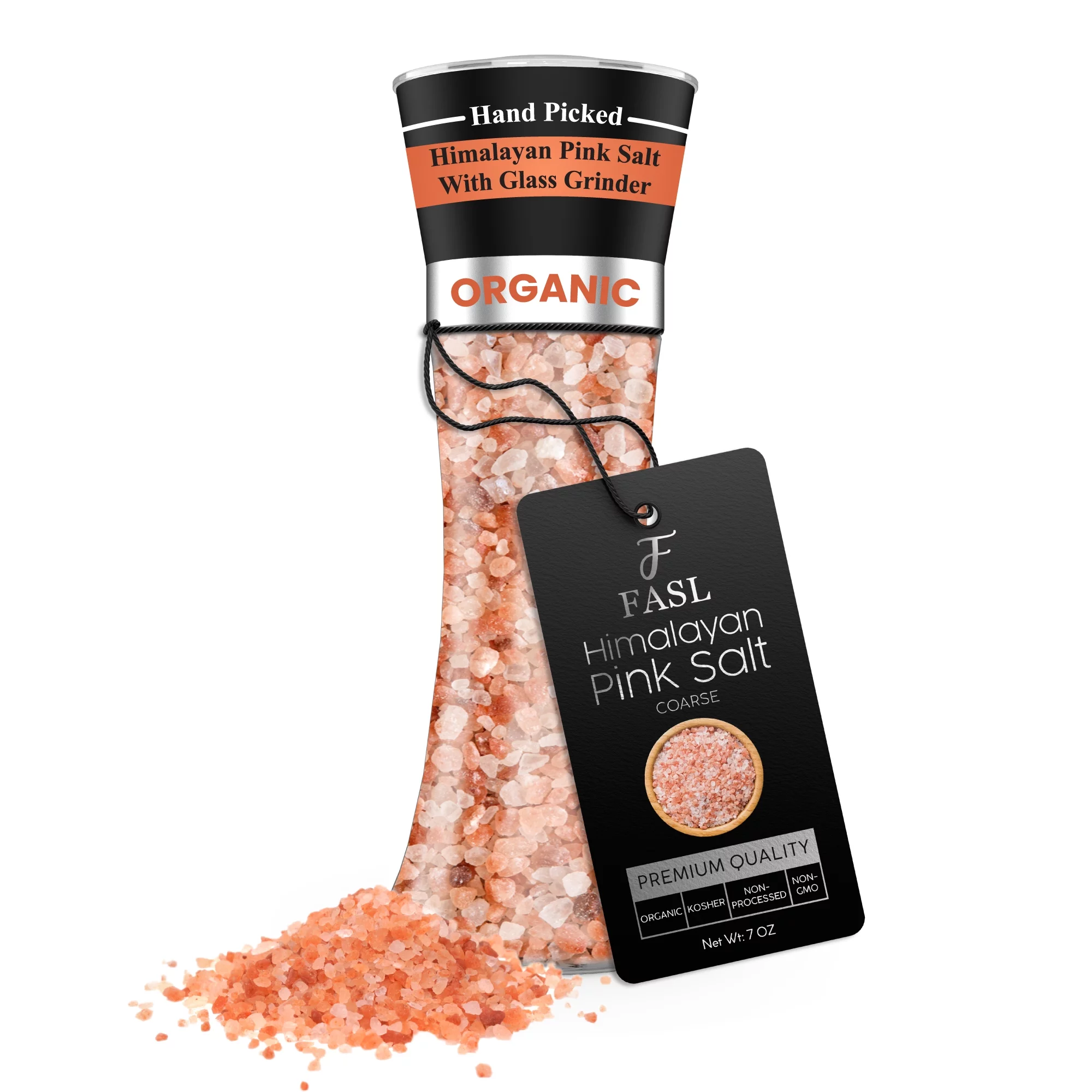 Fasl Himalayan Pink Salt & Garlic, Reusable Glass Grinder- 5.5 oz