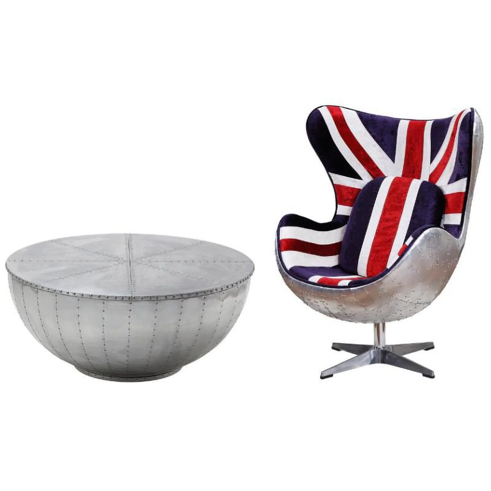 Home Square 2-Piece Set with Accent Chair and Coffee Table with Storage