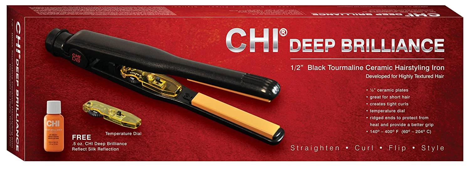 Chi Deep Brilliance 1/2 Inch Black Tourmaline Ceramic Hairstyling Flat Iron
