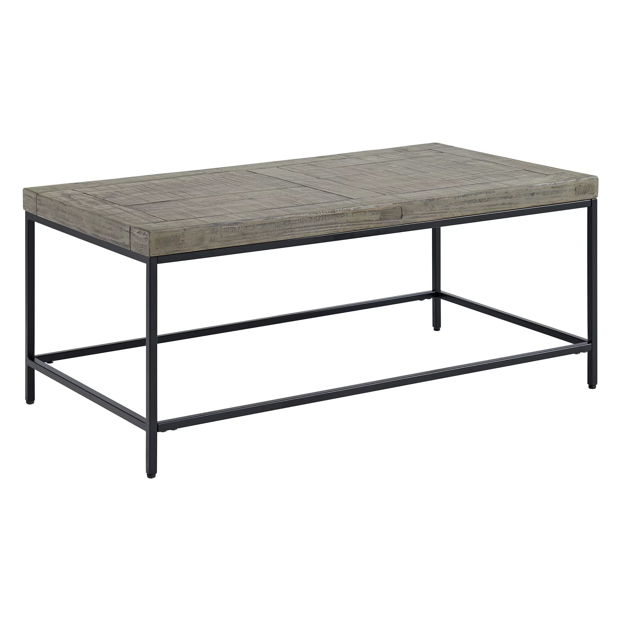 Lavish Home Industrial Coffee Table with Wood Top and Metal Base (Gray)