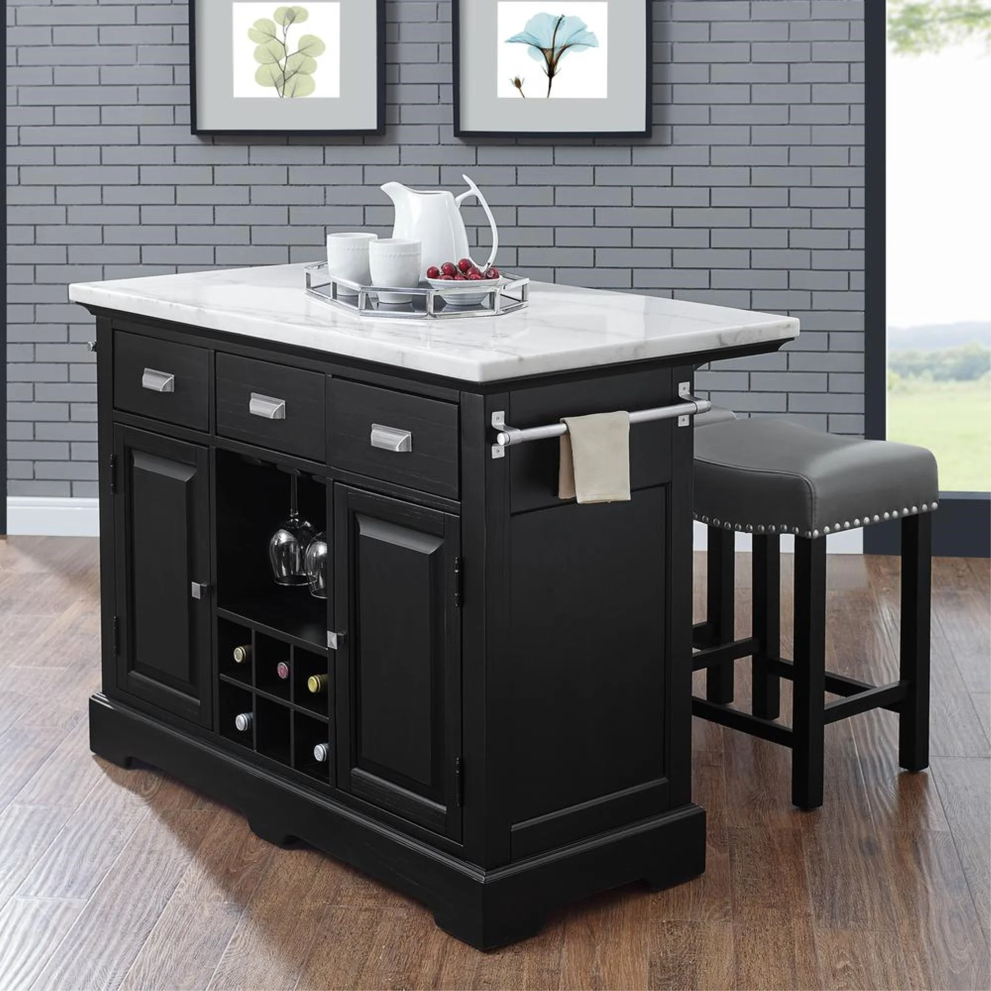 Steve Silver Aspen Ebony Finished Wood Kitchen Island