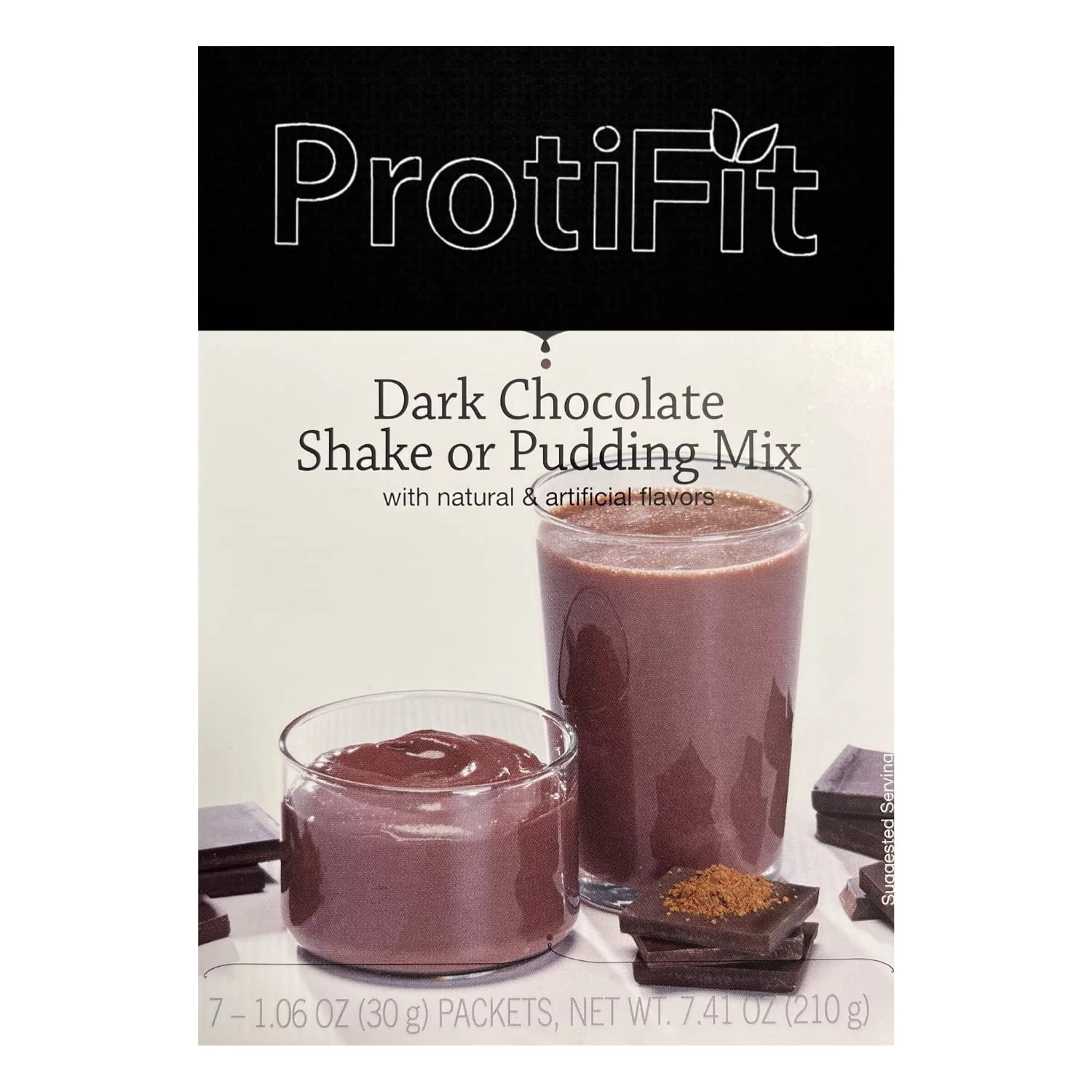 ProtiFit High Protein Pudding/Shake Mix, 15g Protein, Low Calorie, Low Fat, Low Carb, Aspartame Free, Idea Protein Compatible, Meal Replacement, 7 Servings Per Box (Dark Chocolate)
