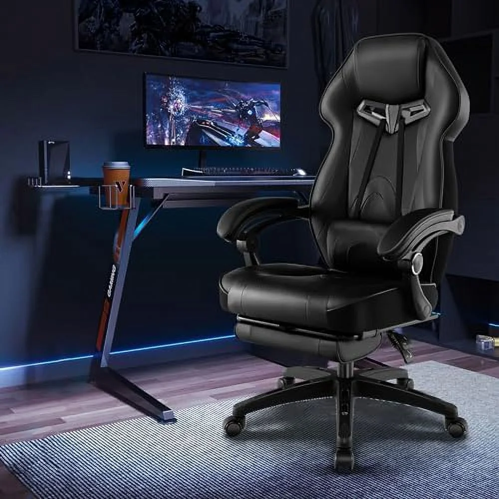 HOOMHIBIU Gaming Chair - Racing Style Office Computer Chair with Footrest Ergonomic Video Gaming Chair High-Back Reclining Game Chair Adjustable Swivel Gamer Chair for Adults Boys Red