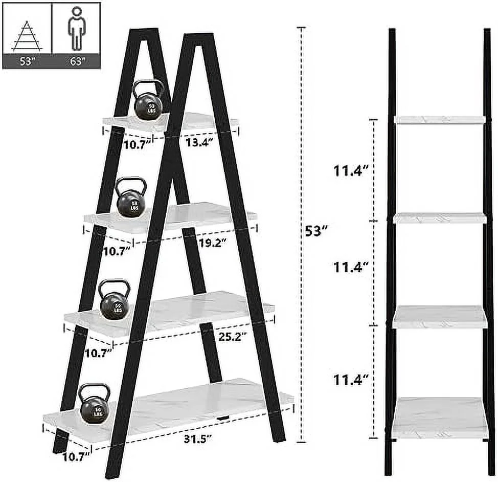 ZWNLKQG 4-Tier Industrial Bookshelf with Metal Frame by  - For Home Office and Living Room