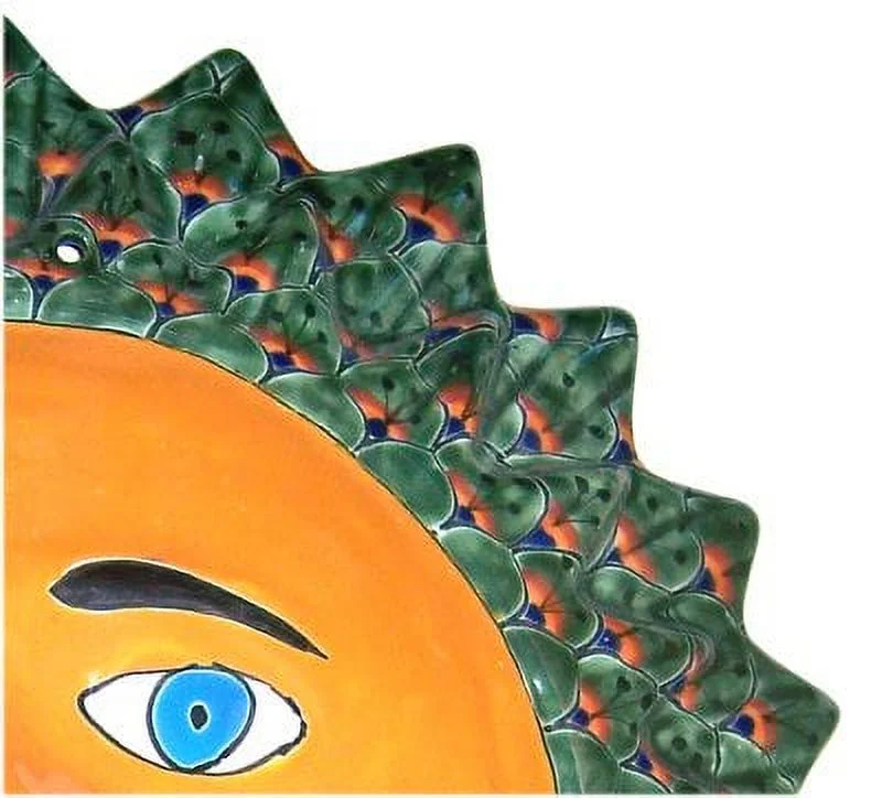 Big Green Peacock Talavera Ceramic Sun Face