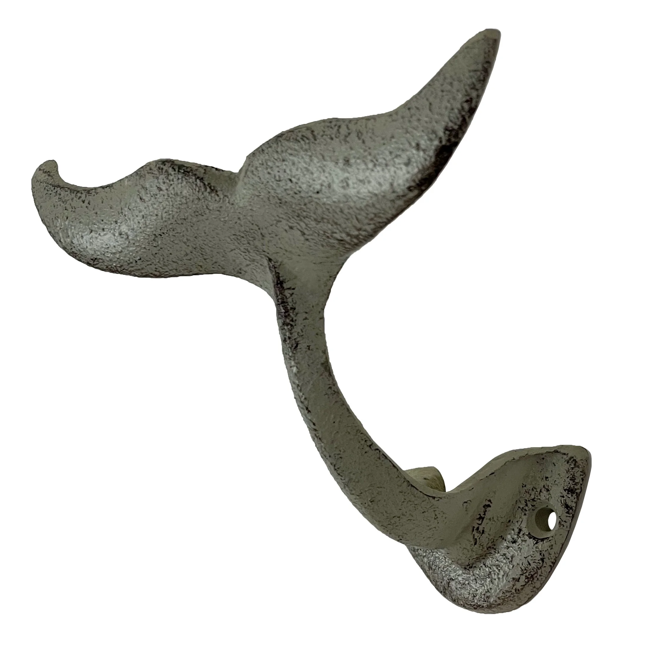 Zeckos Set of 3 Cast Iron Nautical Whale Tale Wall Hooks