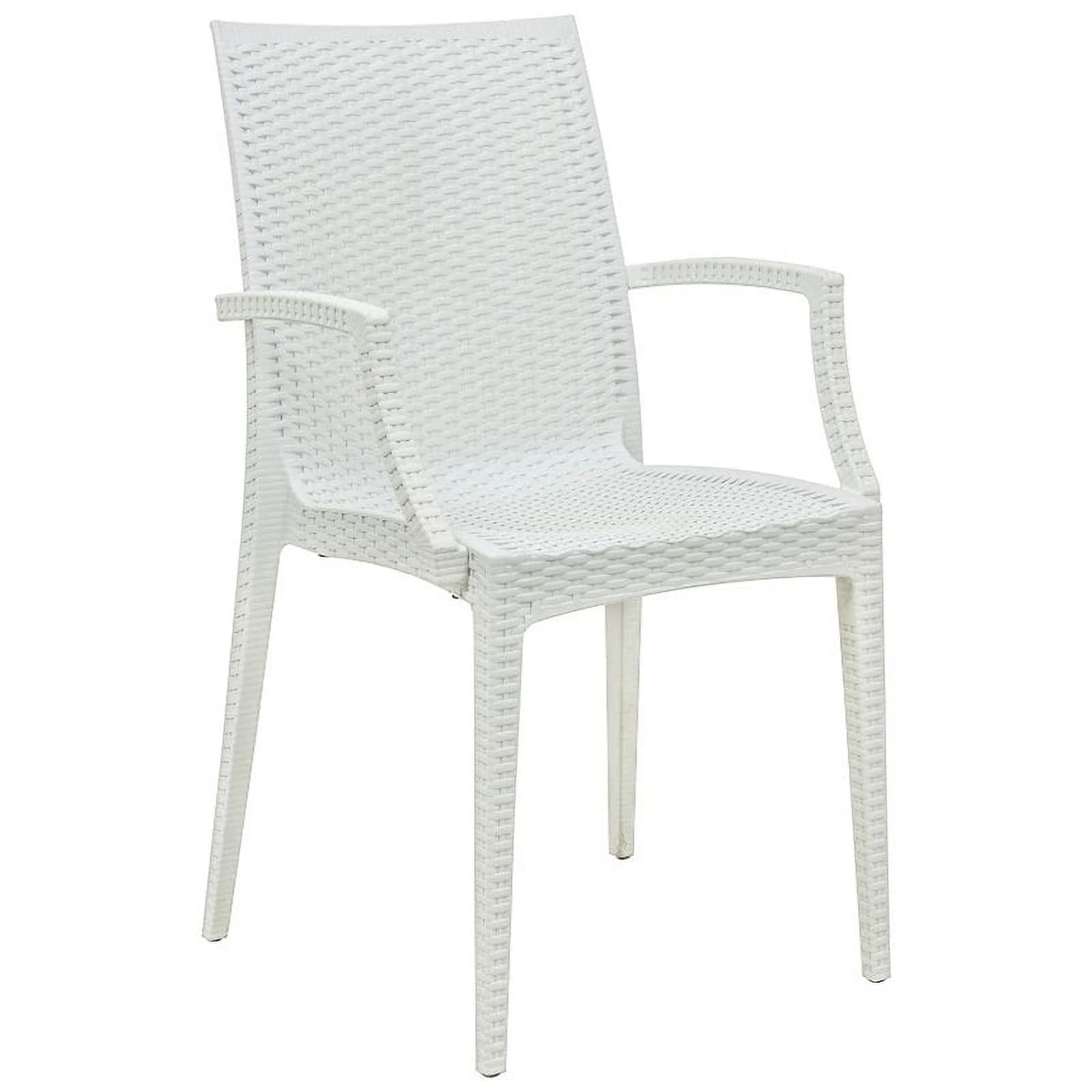 Afuera Living Modern Weave Indoor Outdoor Dining Armchair in White