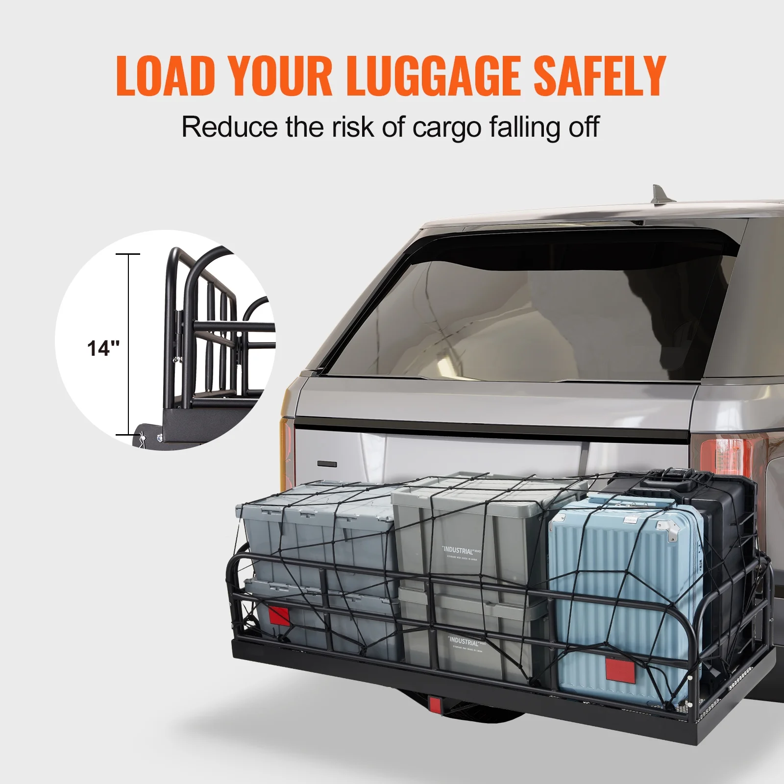 SKYSHALO 60x24x14in Hitch Mount Cargo Carrier 400lb & Stabilizer Fits 2