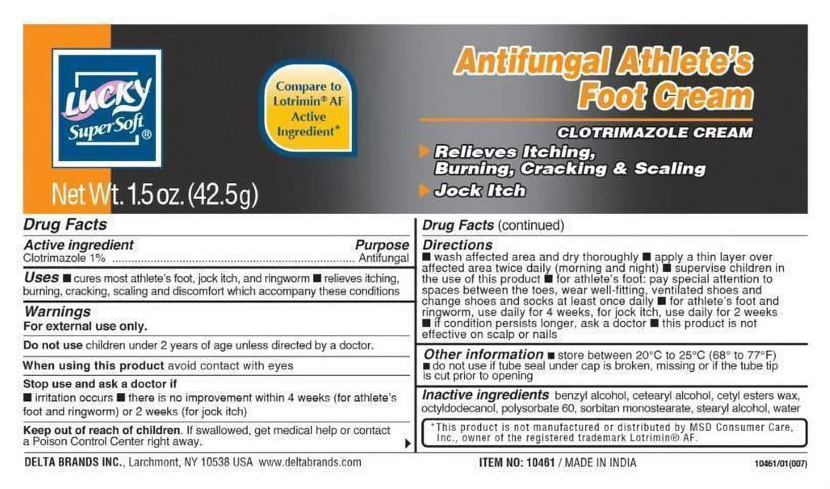 Lucky Super Soft Ointments, Antifungal Athlete'sFoot Cream, 1.5 Oz