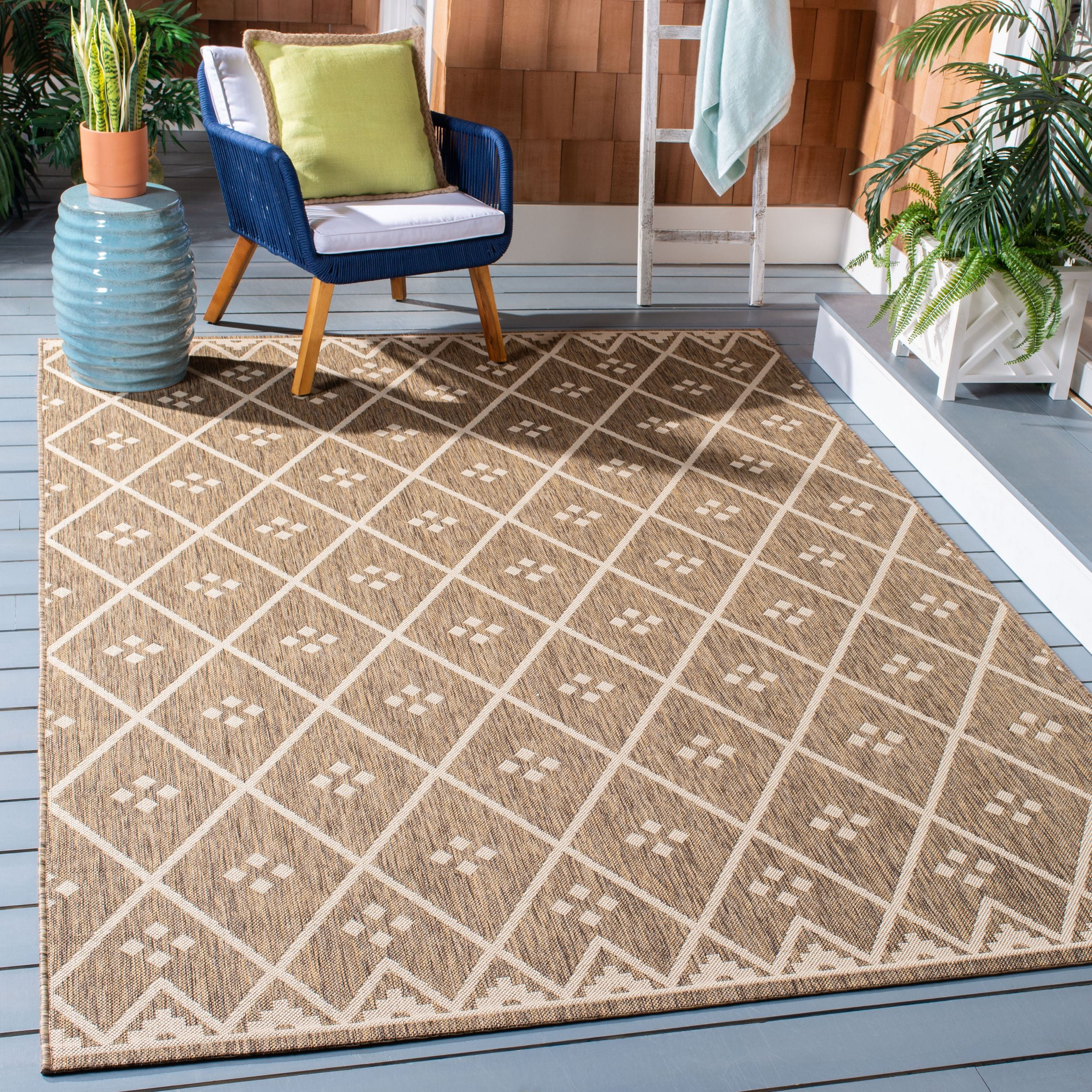SAFAVIEH Courtyard Neville Geometric Trellis Indoor/Outdoor Area Rug, 6'7