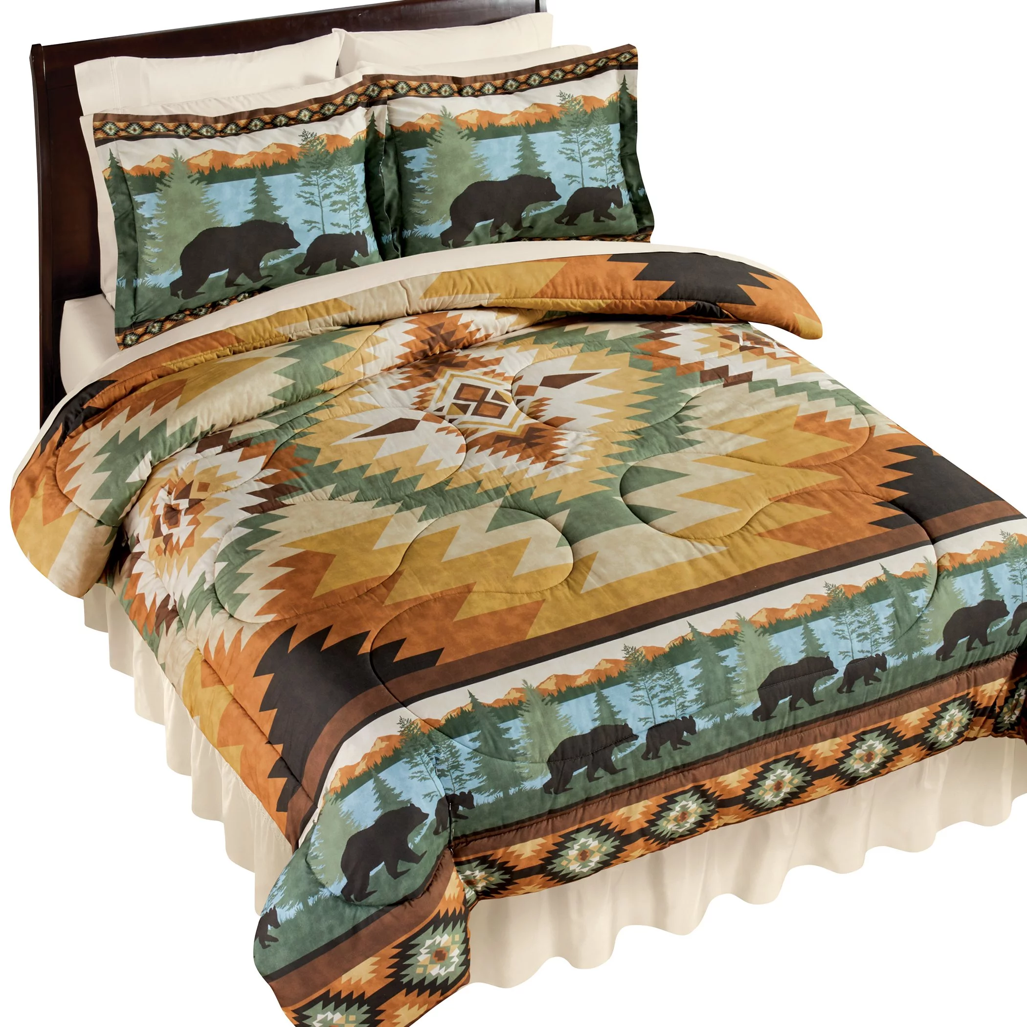 Collections Etc Southwest Woodland Bears 3-Piece Comforter Set