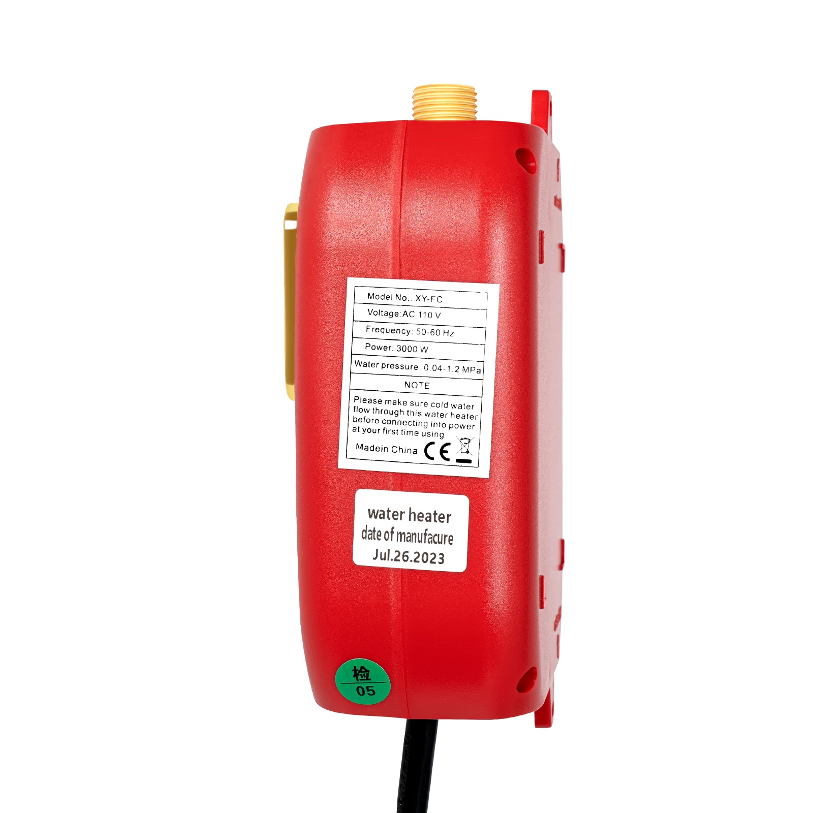 110V 3000W Mini Electric Tankless Instant Hot Water Heater Bathroom Kitchen Red 20-50℃/68-122℉